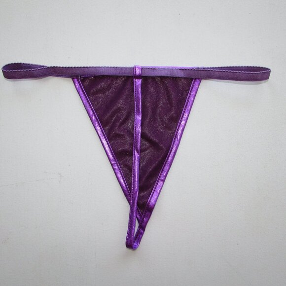 Purple Metallic Mini Dress and Thong Panty - Med - NEW - Picture 8 of 9